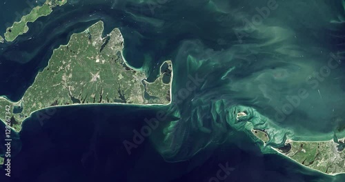 Wallpaper Mural High-altitude overflight aerial of Martha's Vineyard and SW Cape Cod, MA. Clip loops and is reversible. Elements of this image furnished by NASA  Torontodigital.ca