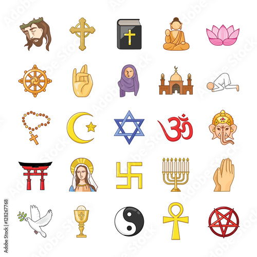 Religion color vector icons