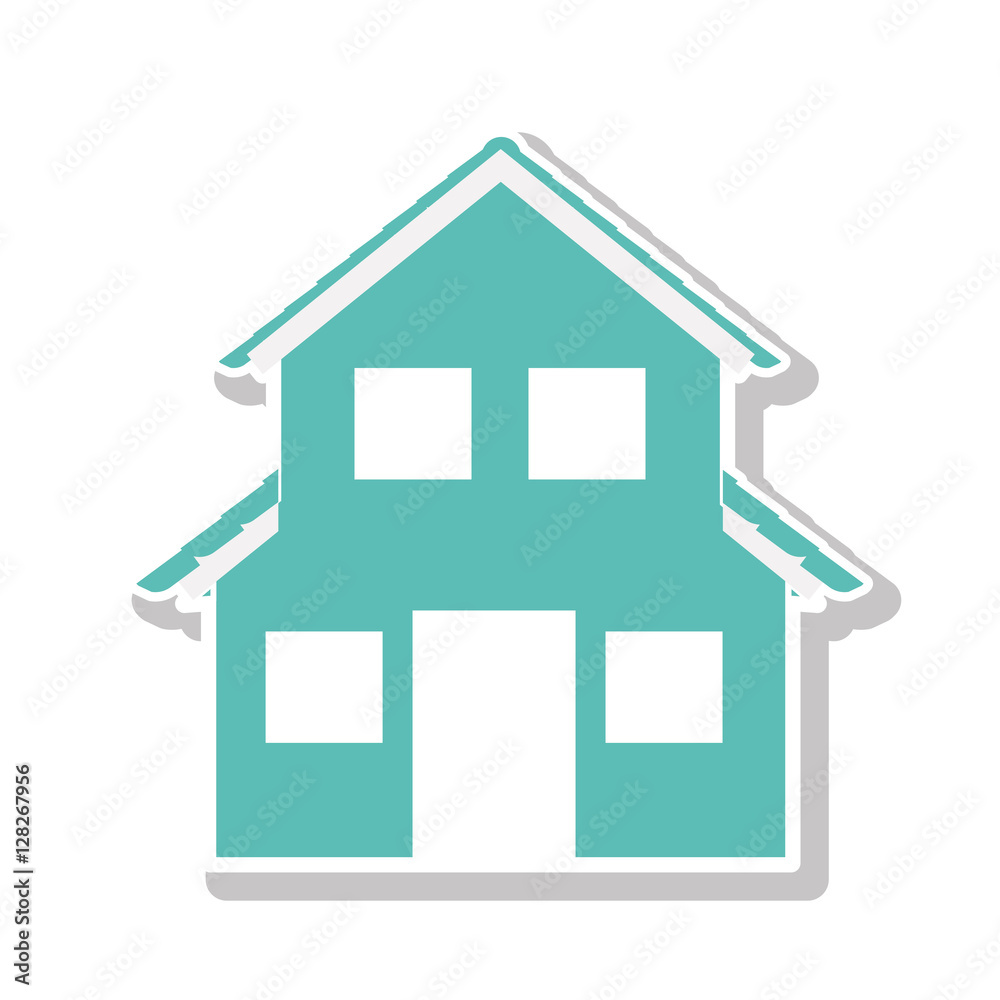 silhouette with aquamarine house of two floors vector illustration silhouette with aquamarine house of two floors vector illustration