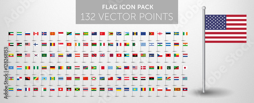 WORLD FLAG vector collection 132 icon points 