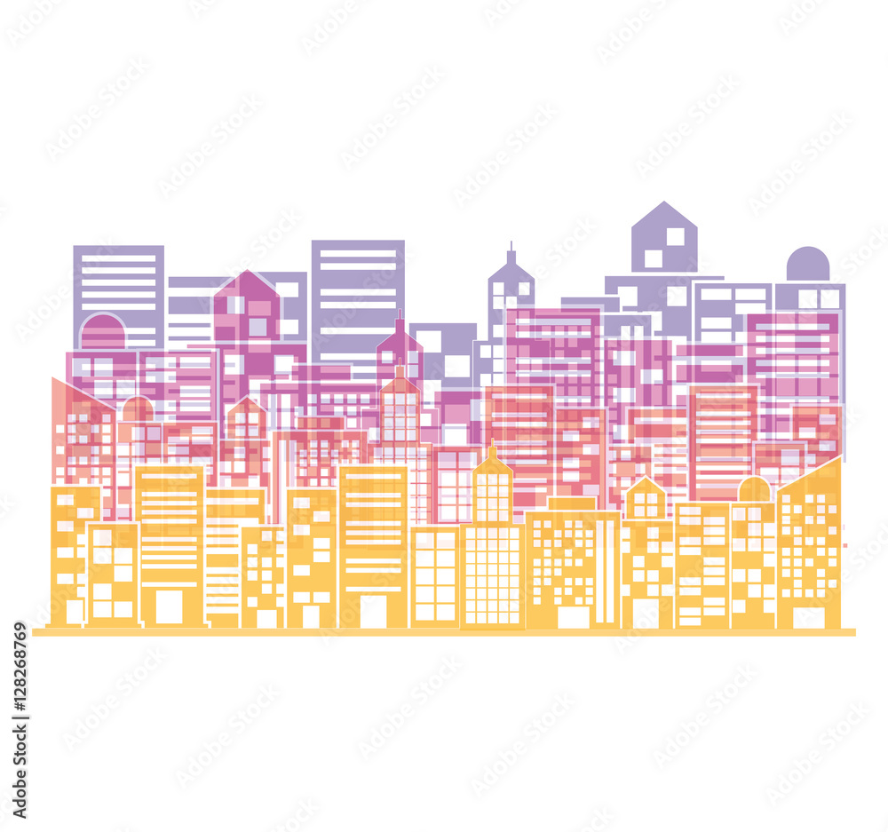 multicolor building and city illustration scene vector illustration