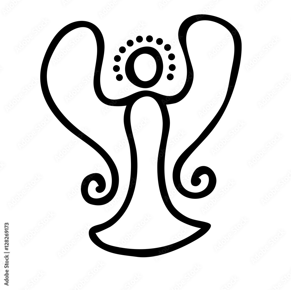 Obraz premium Vector illustration of abstract angel black and white