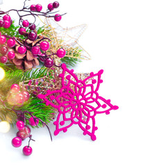 Christmas and New Year decoration isolated on white background