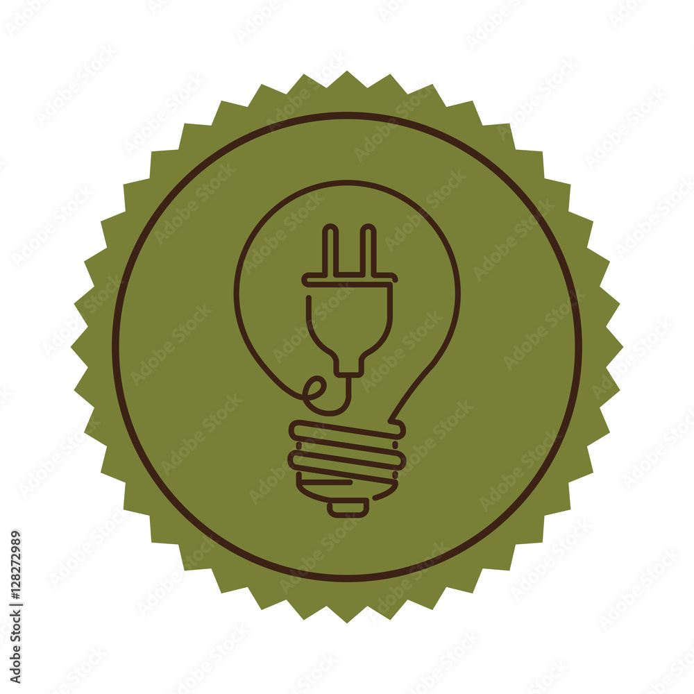 stamp light bulb flat icon with plug shape vector illustration