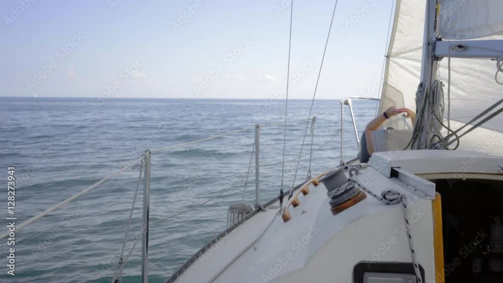 sailboat 4k floating in lake ontatio leasure in summer sunny sailboat 4k floating in lake ontatio leasure in summer sunny