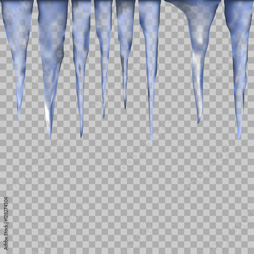 Set of Isolated ice icicle on a transparent background