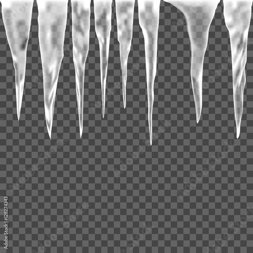 Set of Isolated ice icicle on a transparent background