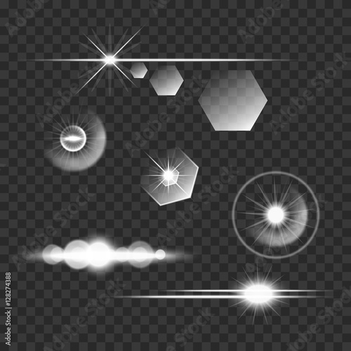 realistic vector glowing lens flare light effect