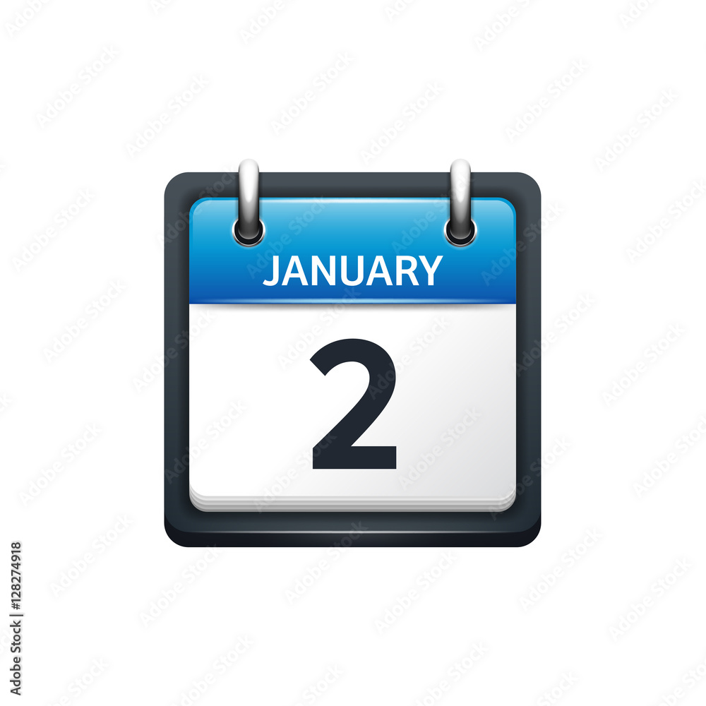 January 2. Calendar icon.Vector illustration,flat style.Month and date.Sunday,Monday,Tuesday,Wednesday,Thursday,Friday,Saturday.Week,weekend,red letter day. 2017,2018 year.Holidays. January 2. Calendar icon.Vector illustration,flat style.Month and date.Sunday,Monday,Tuesday,Wednesday,Thursday,Friday,Saturday.Week,weekend,red letter day. 2017,2018 year.Holidays.