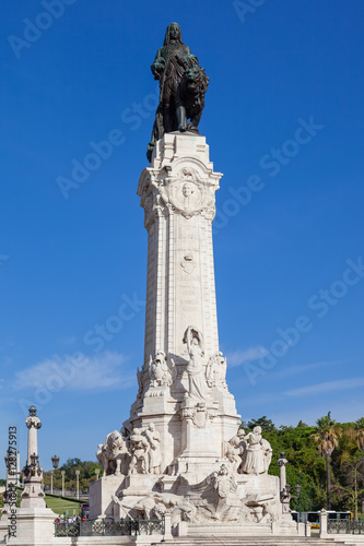 Marques de Pombal Square and Monument in Lisbon, placed in the center of the busiest roundabout of Portugal. One of the landmarks of the city.