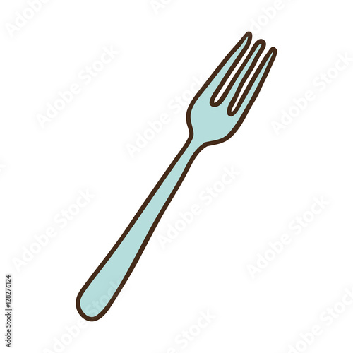 silhouette colorful with blue fork vector illustration