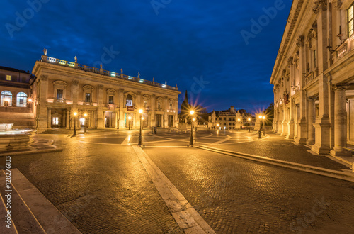 Rome (Italy) - The square named Piazza del Campidoglio, in the blue hour