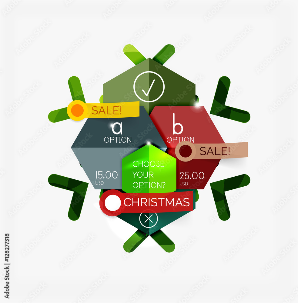Paper New Year and Christmas labels, stickers Paper New Year and Christmas labels, stickers