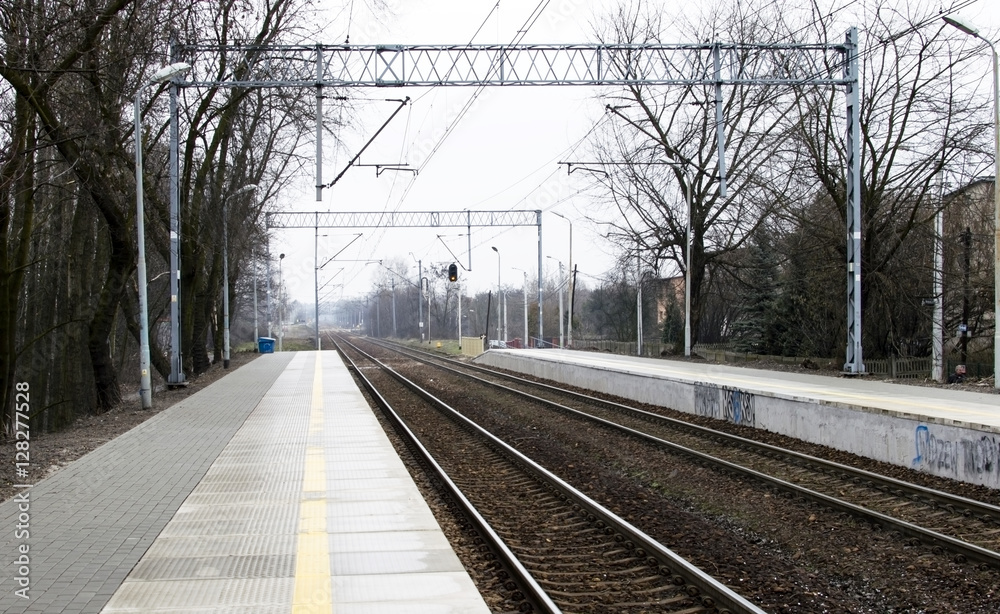 Fototapeta premium The train station waiting for trains