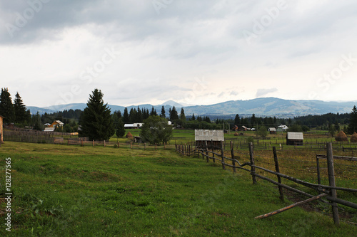 Meadow landscape in Bucovina hills of Romania