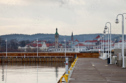 View of the skyline from the pier of Sopot, Poland.