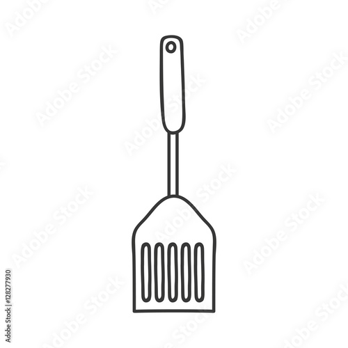 silhouette monochrome with frying spatula vector illustration