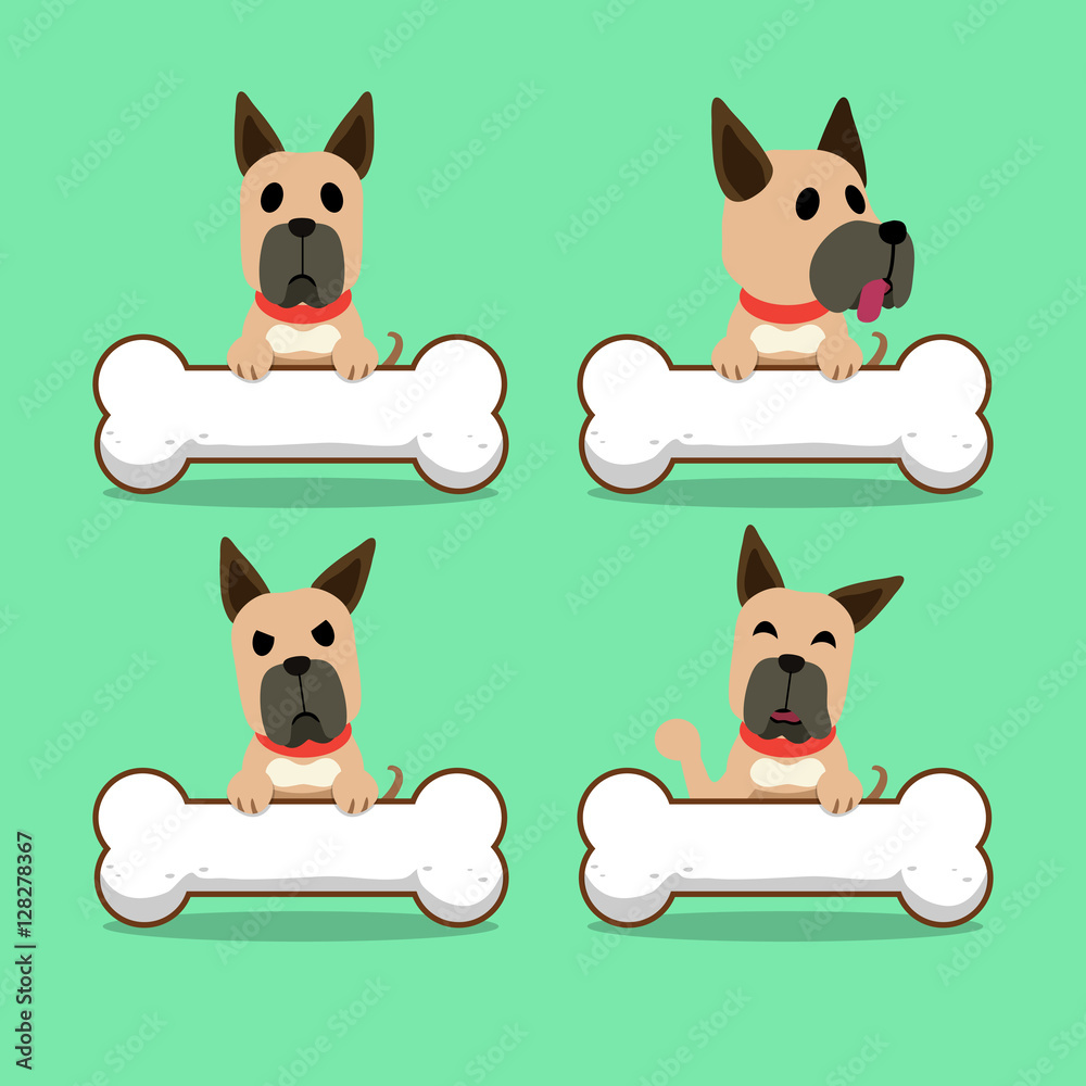Cartoon character great dane dog with big bones Stock Vector | Adobe Stock