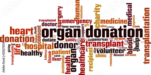 Organ donation word cloud concept. Vector illustration