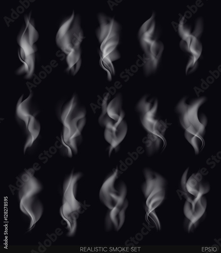 Realistic smoke set on dark background