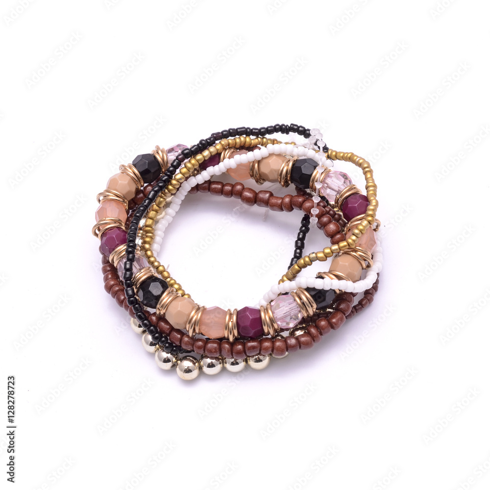 bracelet made of beads isolated on white bracelet made of beads isolated on white
