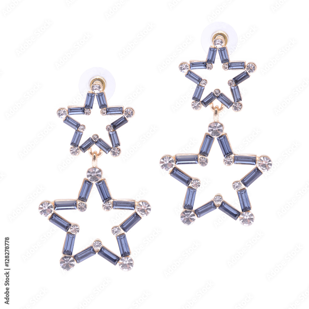 Stars earrings isolated on white Stars earrings isolated on white