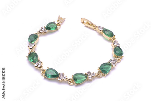 bracelet with emeralds isolated on white