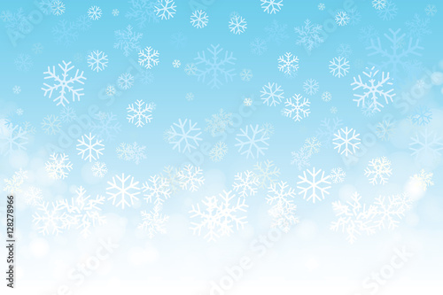 Vector of Christmas snowflakes on blue background for winter season. photo