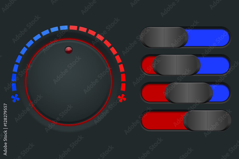 Temeperation Button Temperature control. Round knob selector and slide button Stock Vector ...
