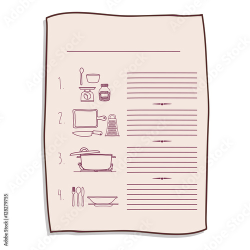 colorful opened recipe book with spiral vector illustration
