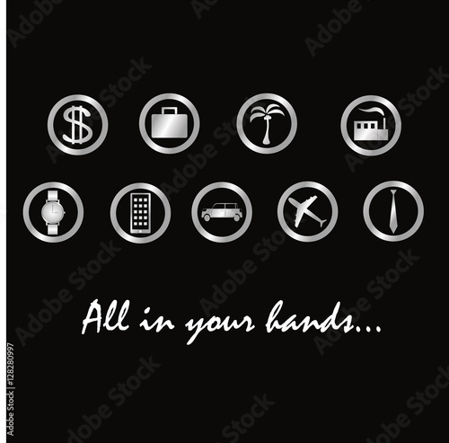 Icons in business style. Colour chrome.
