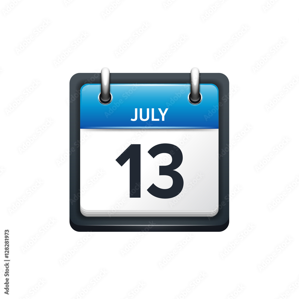 July 13. Calendar icon.Vector illustration,flat style.Month and date.Sunday,Monday,Tuesday,Wednesday,Thursday,Friday,Saturday.Week,weekend,red letter day. 2017,2018 year.Holidays. July 13. Calendar icon.Vector illustration,flat style.Month and date.Sunday,Monday,Tuesday,Wednesday,Thursday,Friday,Saturday.Week,weekend,red letter day. 2017,2018 year.Holidays.