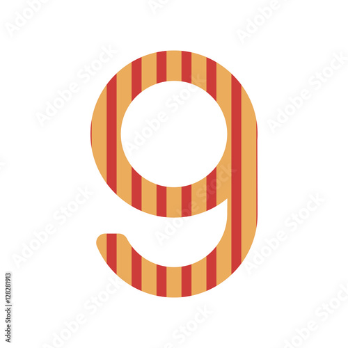 number nine design with vertical colorful striped vector illustration