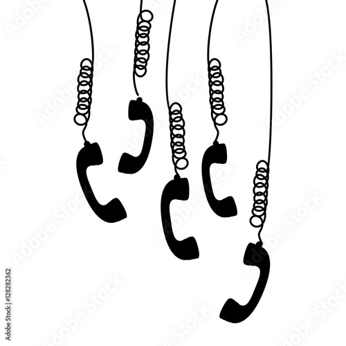 multiple handset hanging of the cord vector illustration