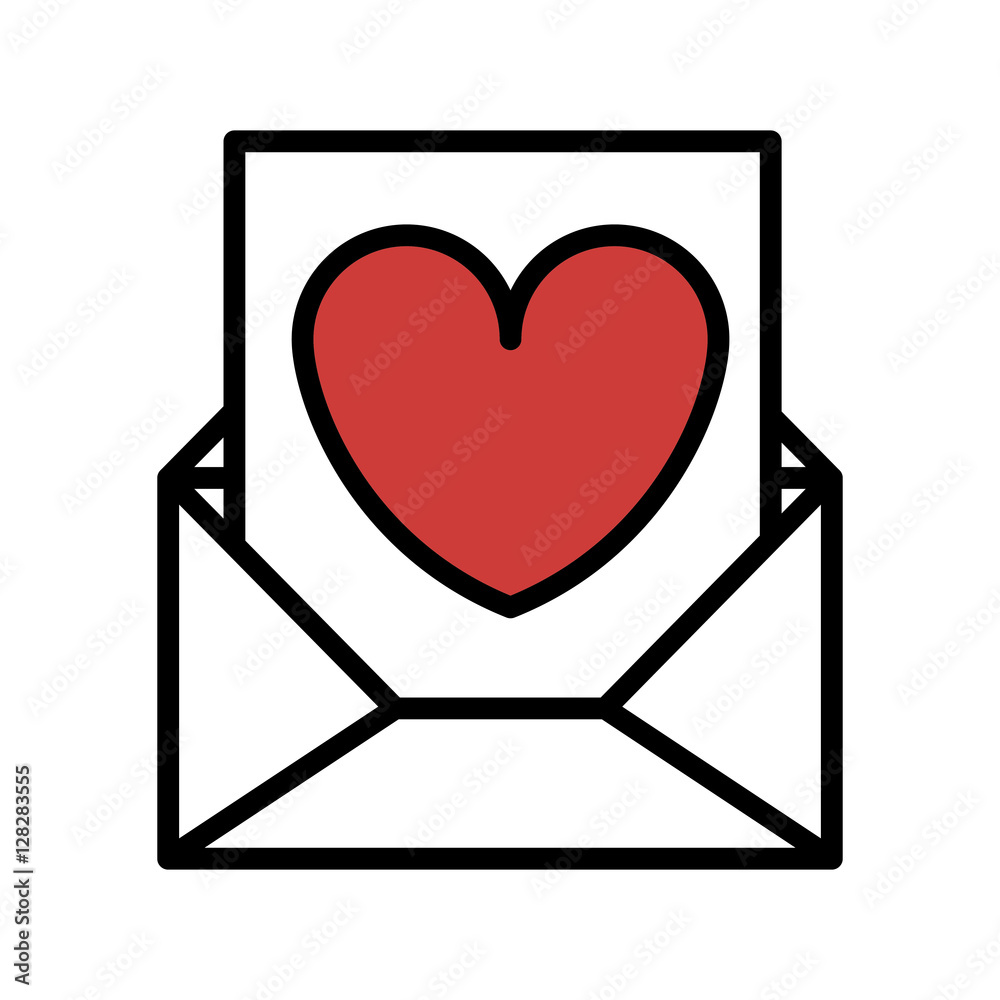 silhouette romantic envelope flat icon with heart draw vector illustration silhouette romantic envelope flat icon with heart draw vector illustration