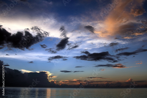 Sunset in Jamaica, Seven mile beach, Caribbean sea