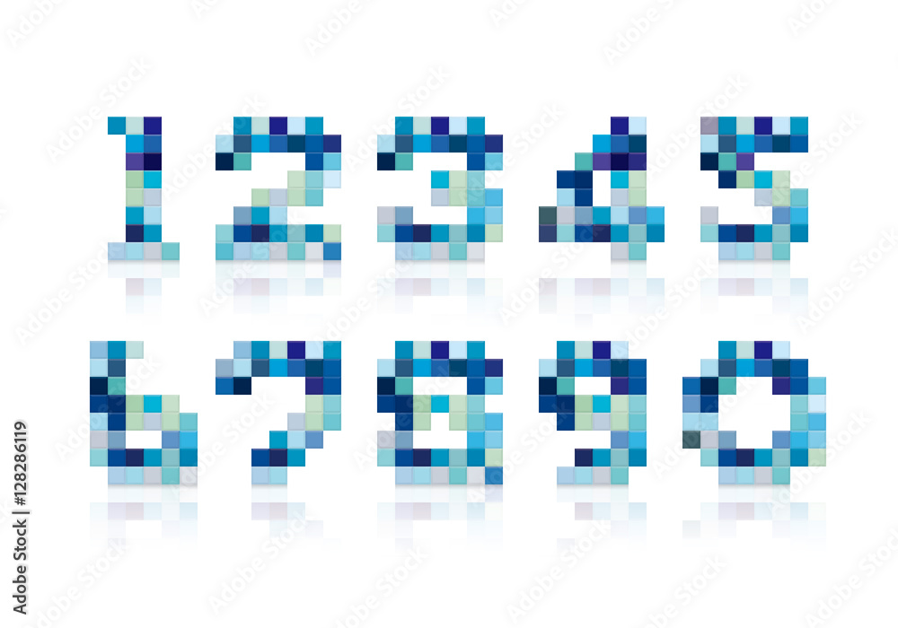 数字 カラフルなタイル 立体 数字 カラフルなタイル 立体