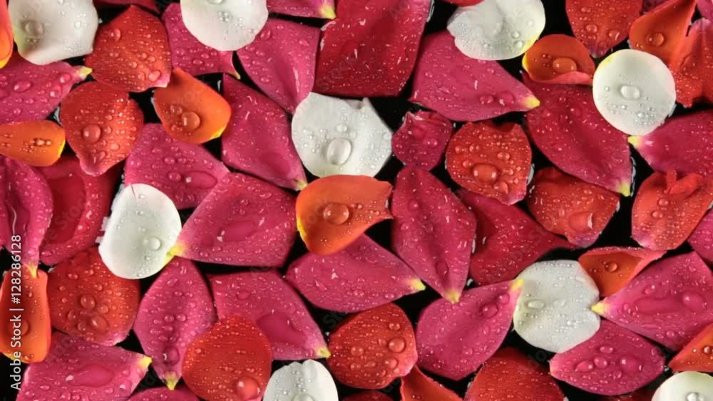 Rose petals with dewdrops swaying in the wind. Rose petals with dewdrops swaying in the wind.