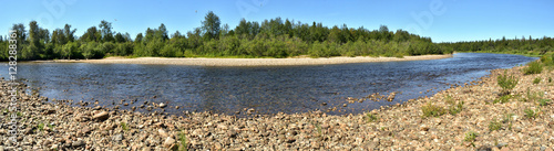 Panorama of the taiga river in the national Park. photo