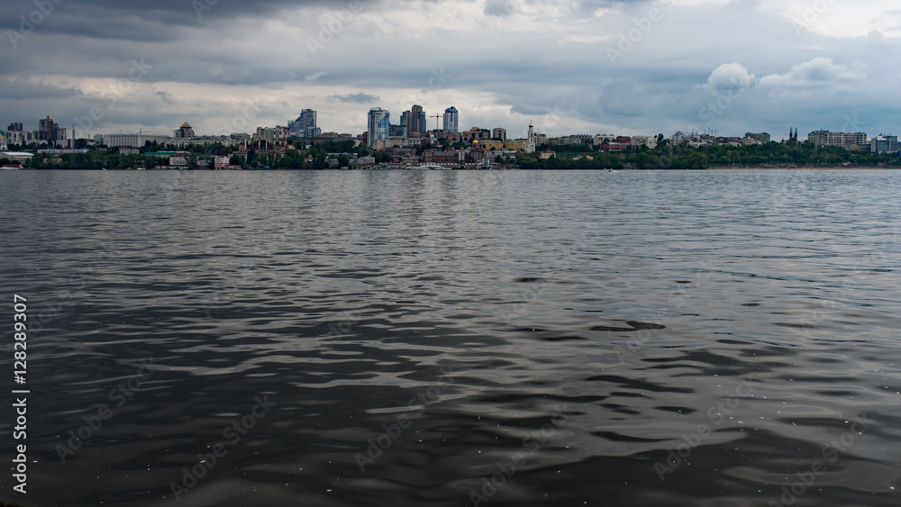 Samara city shoreline, Volga river, Russia