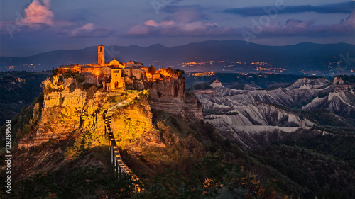 Civita di Bagnoregio, Viterbo, Lazio, Italy: landscape at twilight 