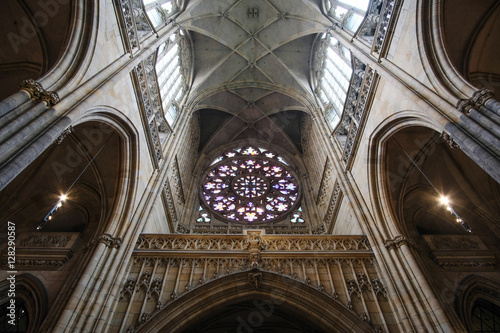 Prague, Czechia - November, 21, 2016: interior of St. Vitus Cathedral in Prague Castle, Czechia