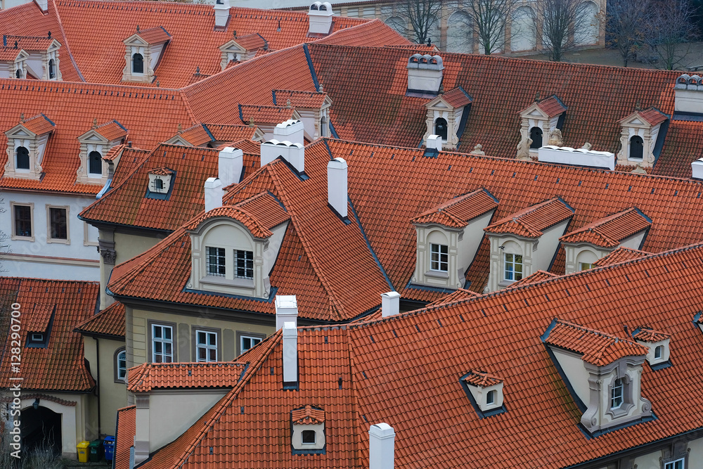 Prague, Czechia - November, 21, 2016: panorama of a historical part of Prague, Czechia