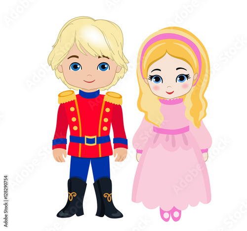 Illustration of very cute boy and girl. Vector illustration isolated on white background.