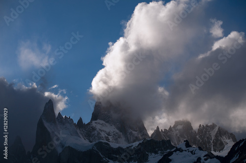 Pointed peaks in the clouds. Argentina. Patagonia. © olenyok