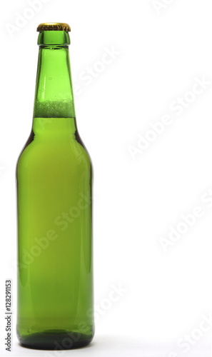 green bottle light beer on white background