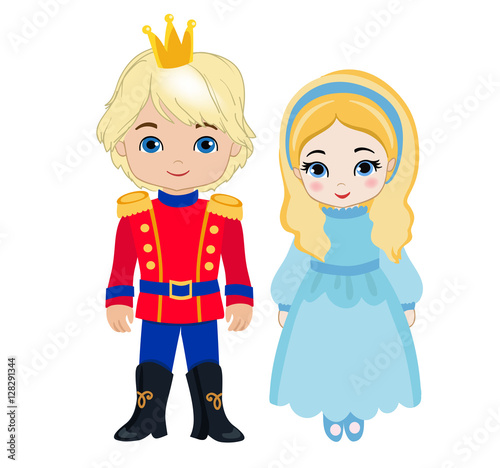 Illustration of very cute Prince and Princess. Vector illustration isolated on white background.

