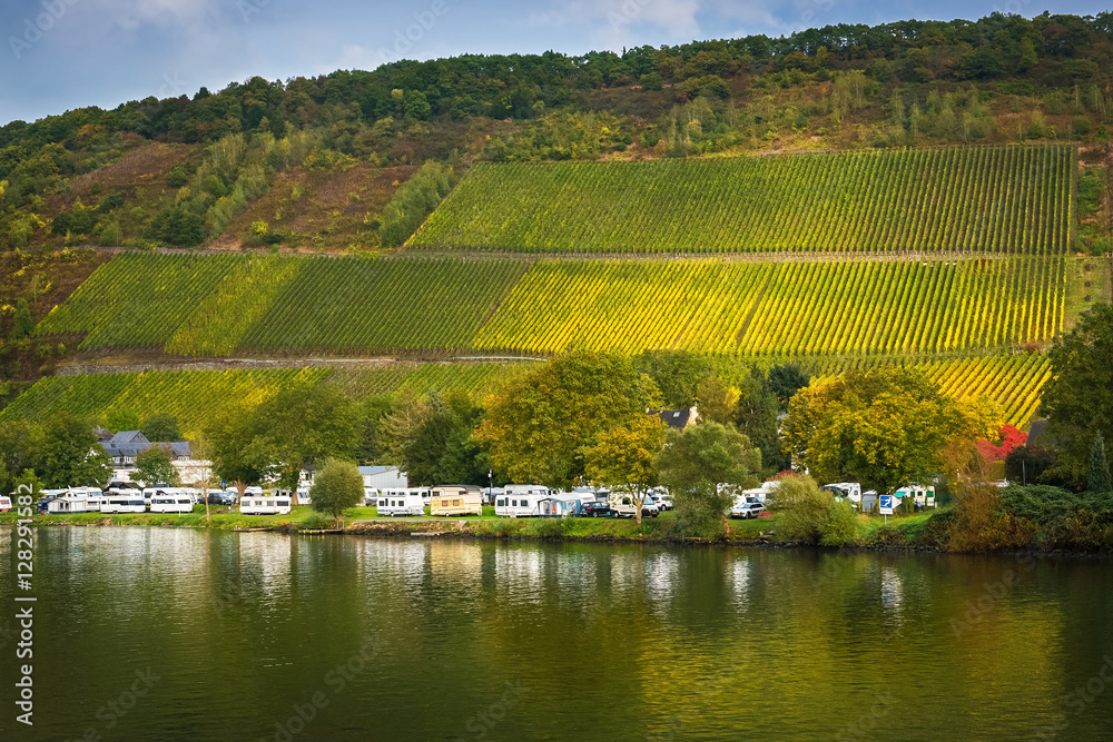 Сamping on the Moselle’s right bank in autumn, Germany
