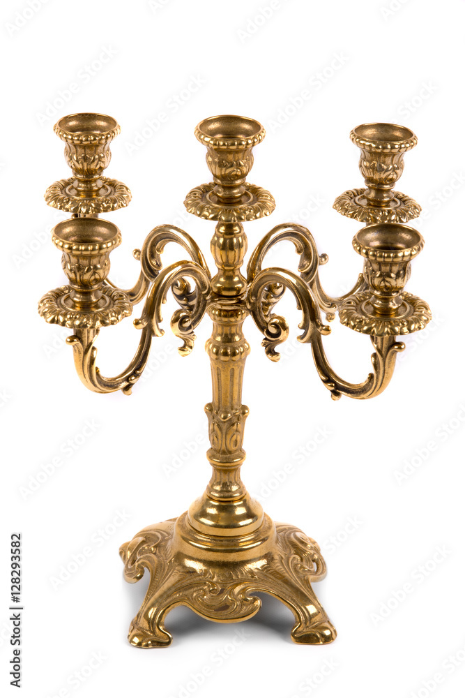 Vintage golden candlestick on white background Stock Photo Adobe Stock
