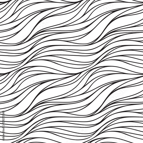 Seamless fabric pattern with lines. Abstract monochrome wave nat